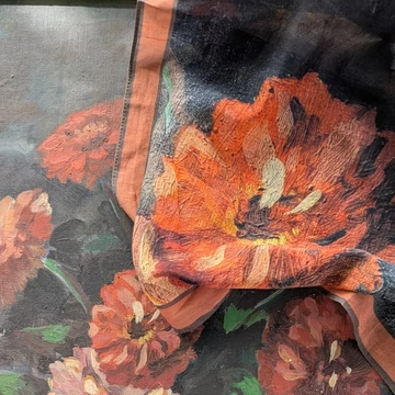 Rézvirágos mintájú pamut-selyem kendő, festmény ihlette design, MIÉRT NOVEMBEr? őszi kollekció