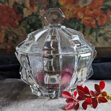 Art deco stílusú üveg cukortartó
