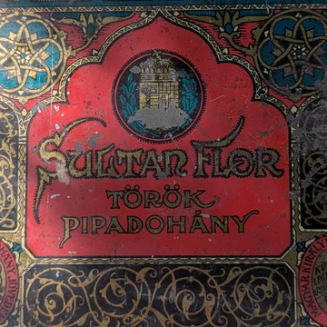 Régi Sultan Flor török pipadohány fémdoboz, Magyar Királyi Dohányjövedék felirattal