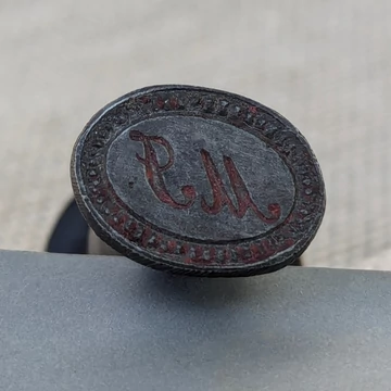 Antik fa nyelű pecsétnyomó M.I. monogrammal