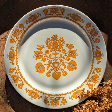 Alföldi Porcelán tányér narancssárga népi mintával