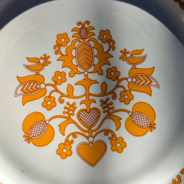 Alföldi Porcelán tányér narancssárga népi mintával