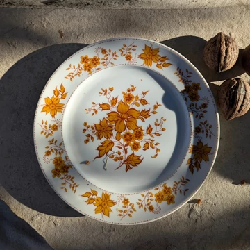 Alföldi Porcelán barna virágmintás kistányér