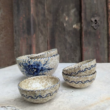 Kézzel festett, 7 darabos kerámia szószós készlet