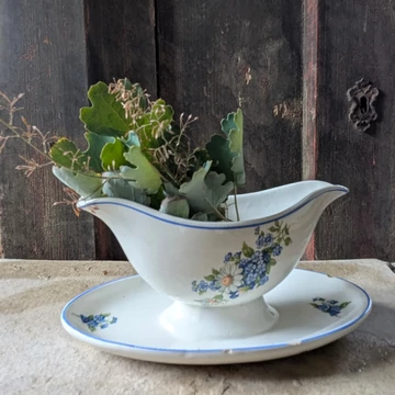 Nefelejcs és kamilla mintás vintage GRANIT szószos tál