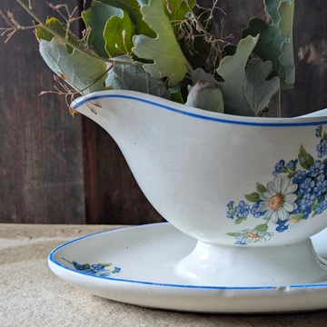 Nefelejcs és kamilla mintás vintage GRANIT szószos tál