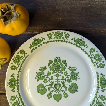 Alföldi Porcelán tányér zöld madaras dekorral