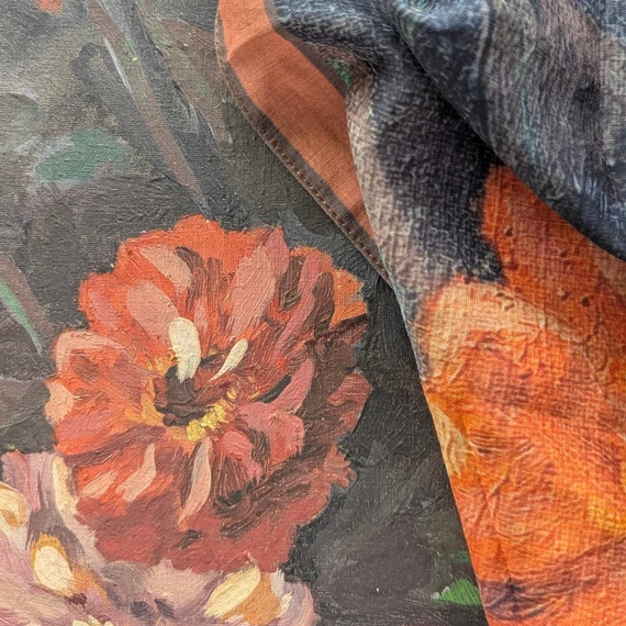 Rézvirágos pamut-selyem kendő – MIÉRT NOVEMBEr? kollekció