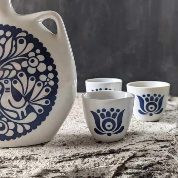 Alföldi Porcelán pálinkás butella poharakkal