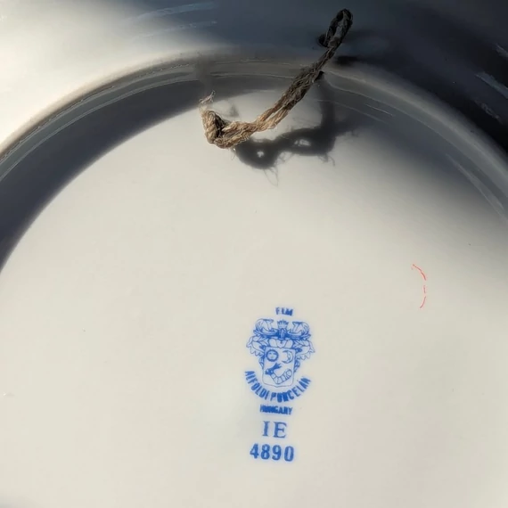 Alföldi Porcelán tányér zöld népi mintával