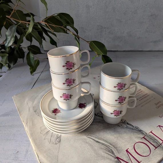 Hollóházi porcelán készlet kávézáshoz