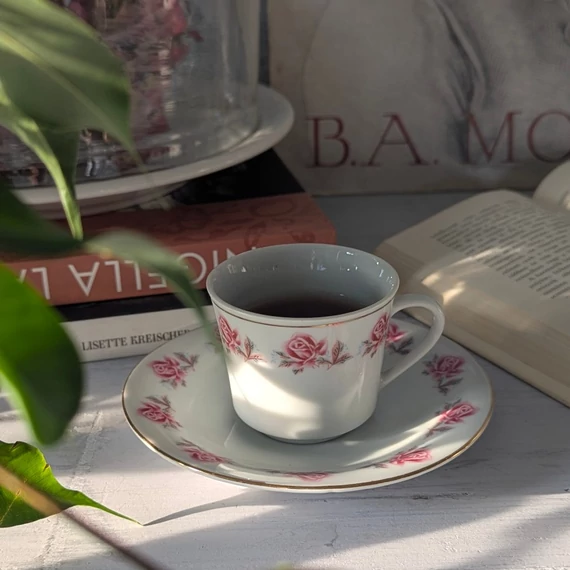 Rózsás porcelán kávéskészlet