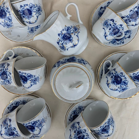 JRJS Cluj kobaltkék mintás porcelán készlet