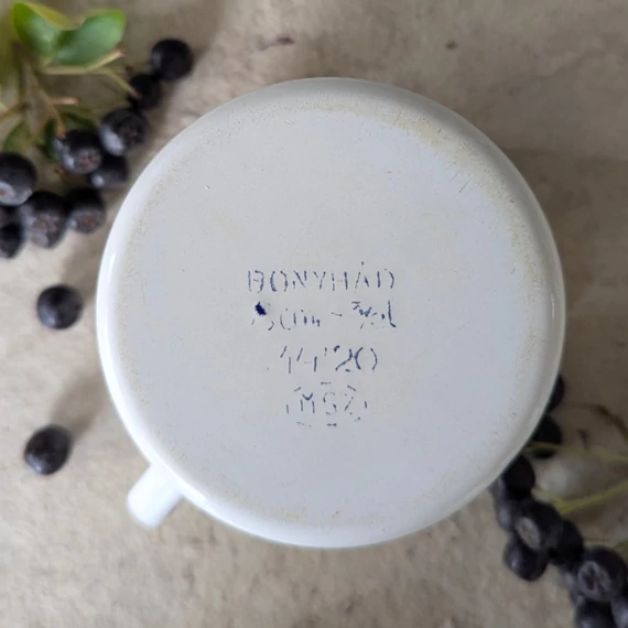 Régi zománcozott bögre nefelejcs mintával