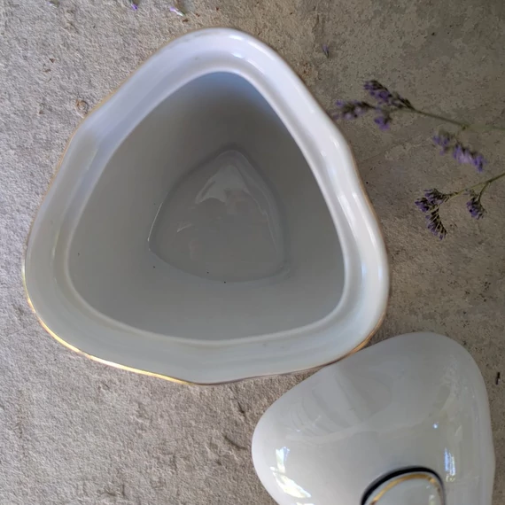 Hollóházi csíkos bonbonier, cukortartó