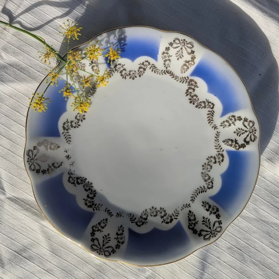 Kék-arany porcelán kávés/teás készlet