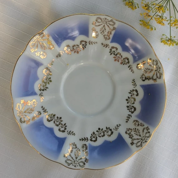 Kék-arany porcelán kávés/teás készlet