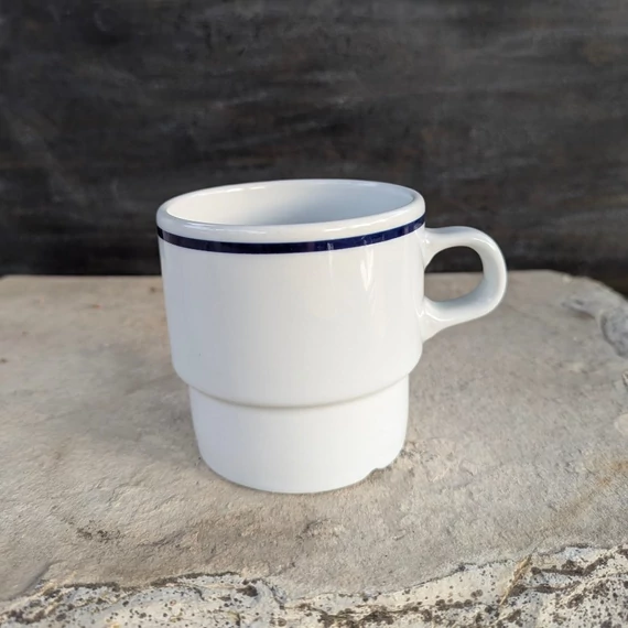 Alföldi Porcelán kék csíkos bögre