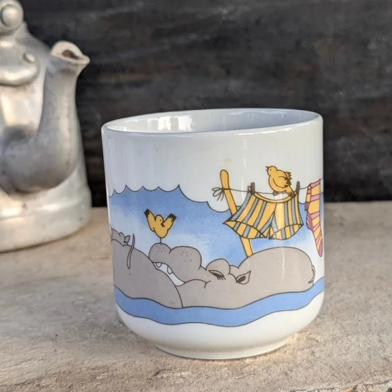 Alföldi Porcelán bögre vízilovas dekorral