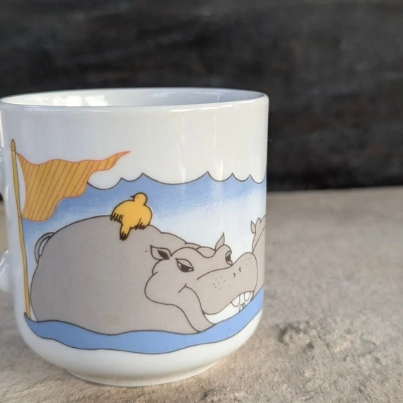 Alföldi Porcelán bögre vízilovakkal