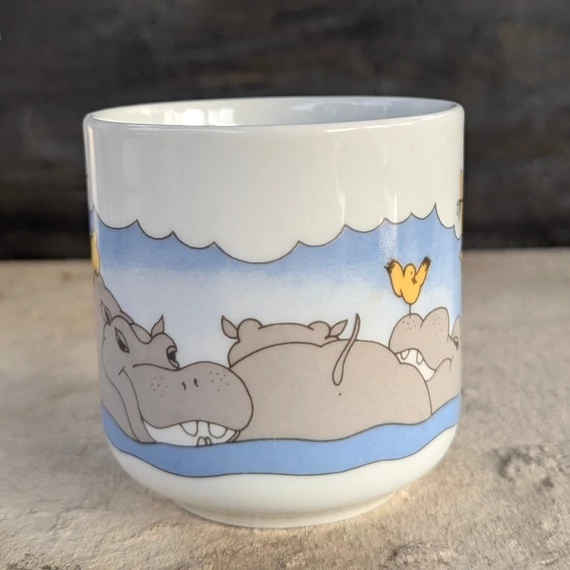 Alföldi Porcelán bögre vízilovakkal