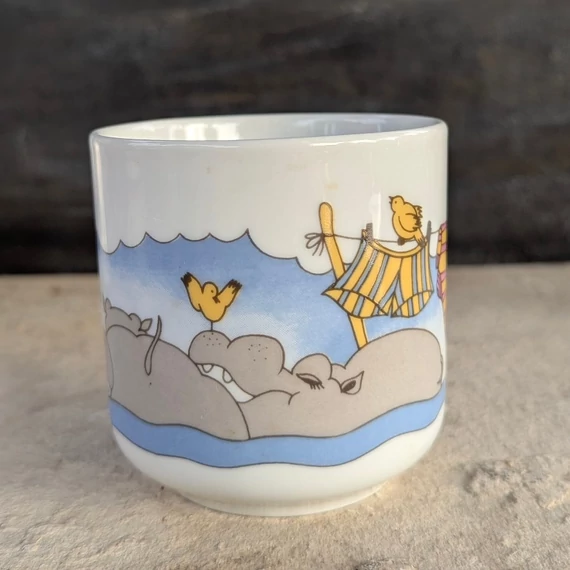 Alföldi Porcelán bögre vízilovakkal