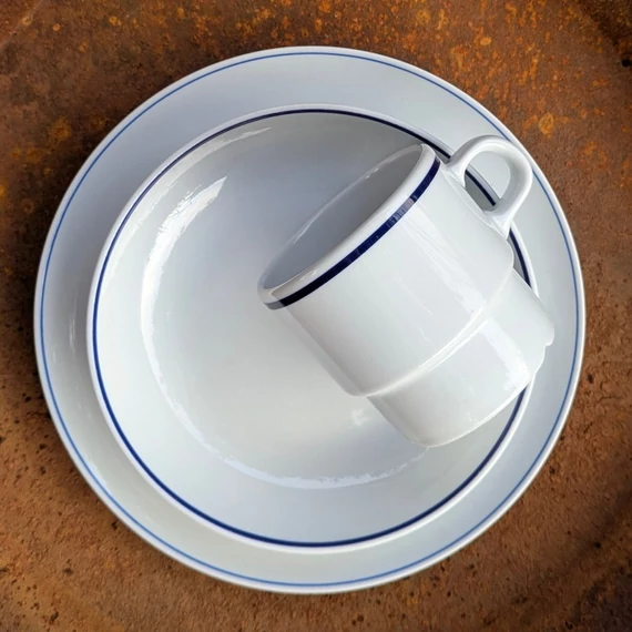 GUY DEGRENNE kék csíkos mélytányér