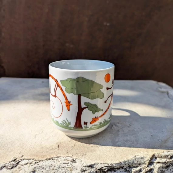 Alföldi Porcelán szavanna mintás bögre - zsiráfokkal és majmokkal