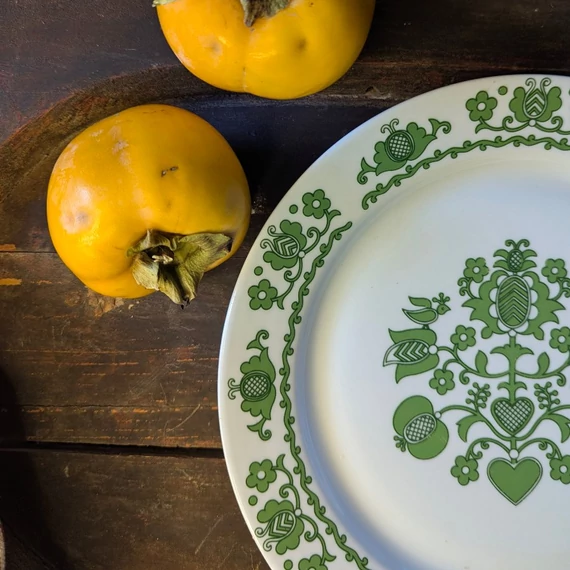 Alföldi Porcelán tányér zöld madaras dekorral