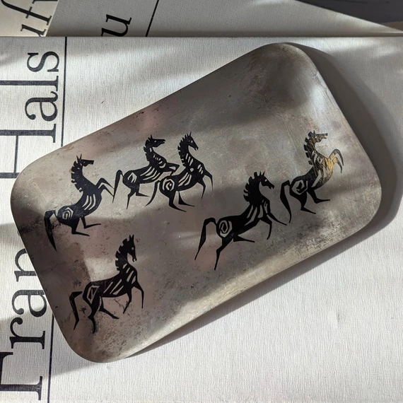 WMF IKORA Silverplate falitányér lovas motívummal