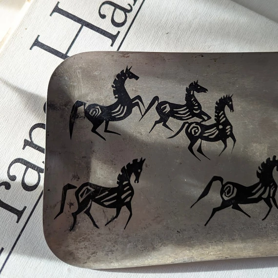 WMF IKORA Silverplate falitányér lovas motívummal