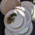 GUY DEGRENNE csíkos, porcelán lapostányérok (6 db)