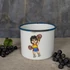 Retró zománcozott bögre bokszoló fiúval
